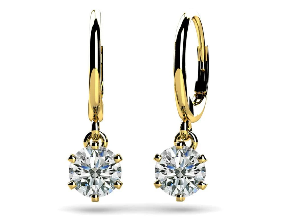 Six Prong Solitaire Diamond Drop Lab-Grown Diamond Earrings with 1.26 ct.(finished) 5.4mm - Image 2
