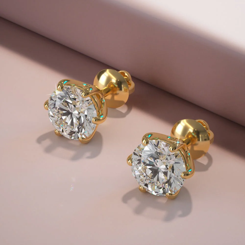 Six Prongs U Shape Diamond Diamond Studs with 0.50 ct.(finished) 4mm - Image 4