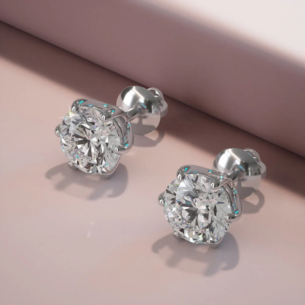 Six Prongs U Shape Diamond Diamond Studs with 3.00 ct.(finished) 7.4mm - Image 3