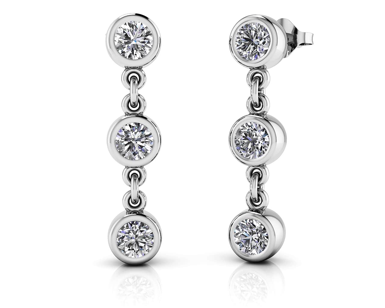Six Stone Diamond Drop Lab-Grown Diamond Earrings with 1.50 ct.(finished) 4mm