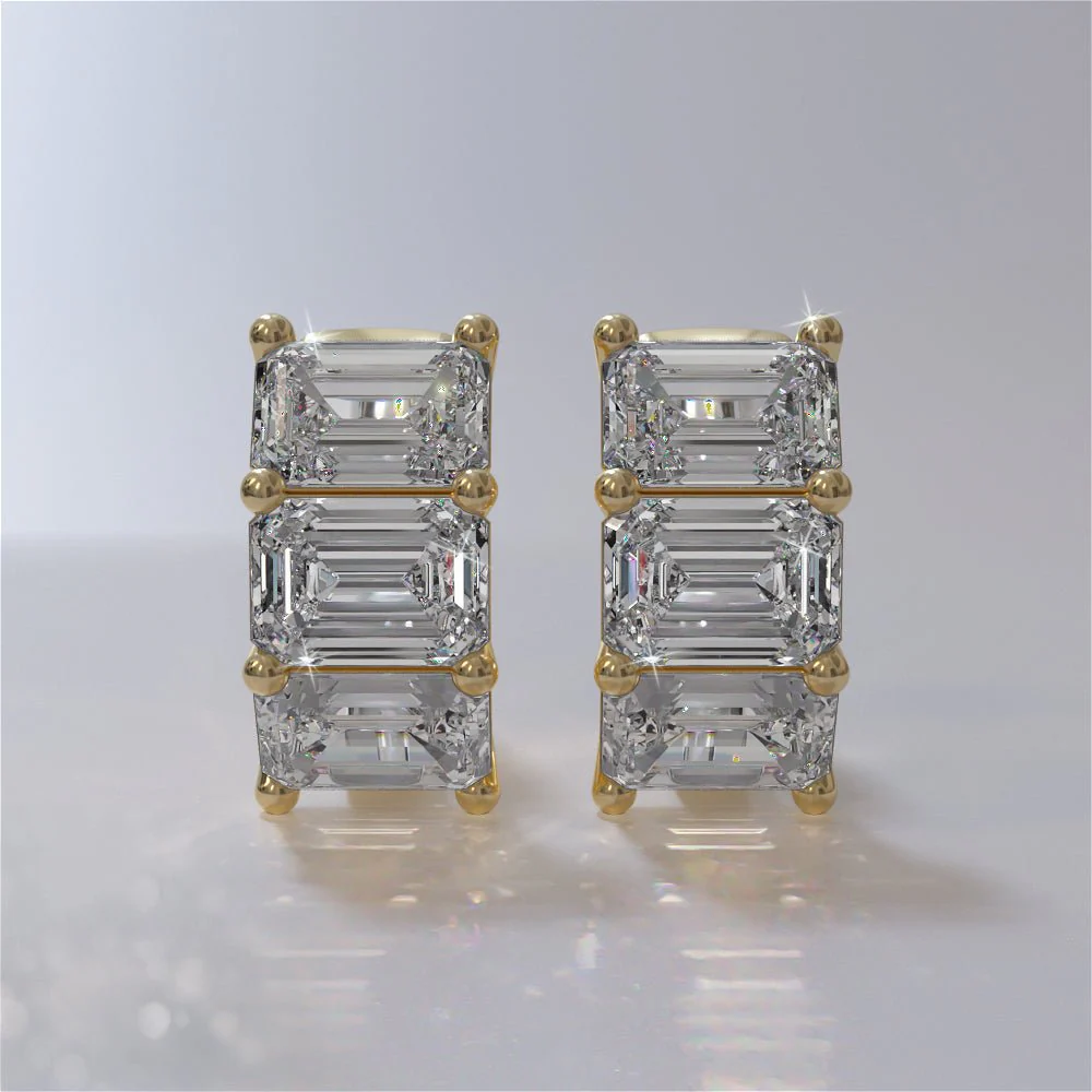 Six Stone Emerald Cut Diamond Hoops Lab-Grown Diamond  with 3.00 ct.(finished) 5.3x3.8mm - Image 4