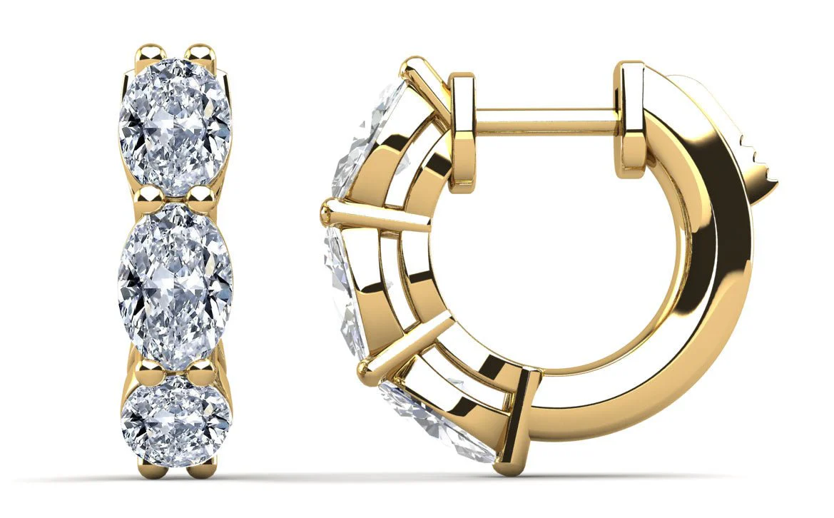 Six Stone Oval Lab-Grown Diamond Hoop Earrings with 1.98 ct.(finished) 5x3mm - Image 2