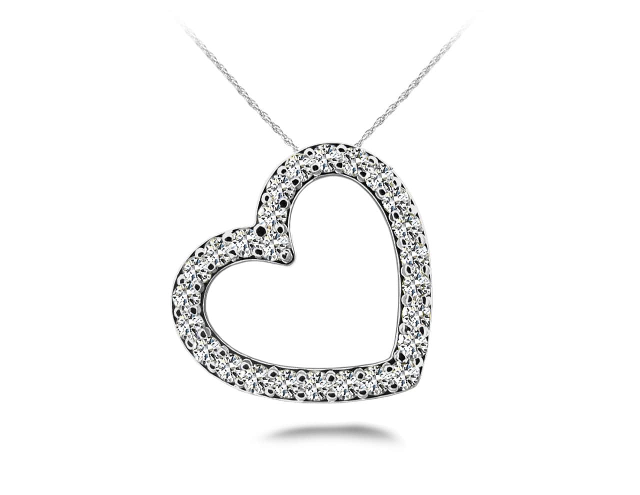 Slanted Diamond Heart Lab-Grown Diamond Pendant with 1.03 ct.(finished) 2.3mm