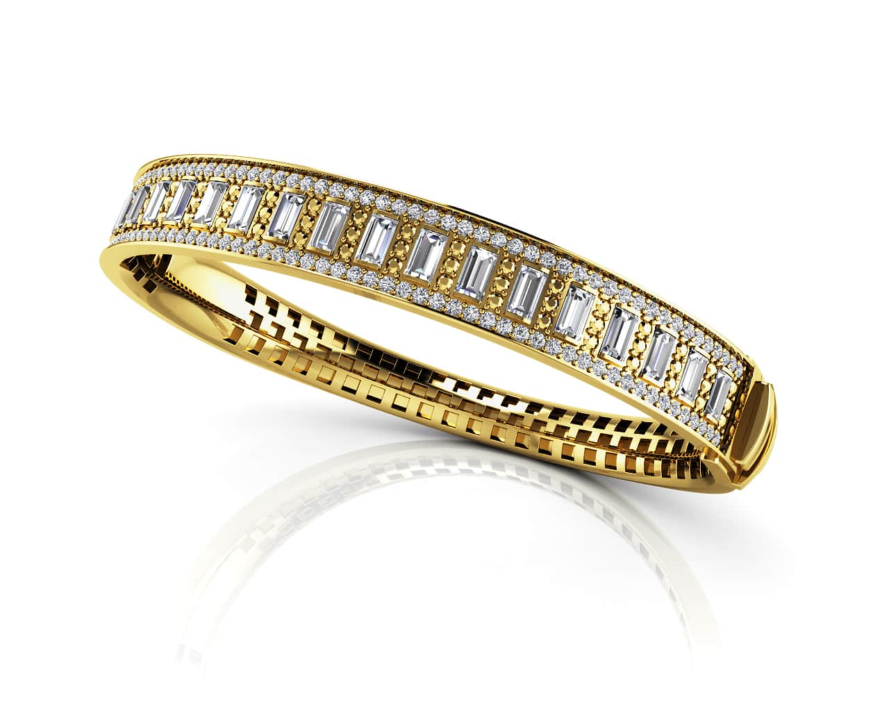 Sleek And Stylish Baguette Lab-Grown Diamond Bangle with 4.30 ct.(finished) 4x2mm, 1.1mm - Image 2