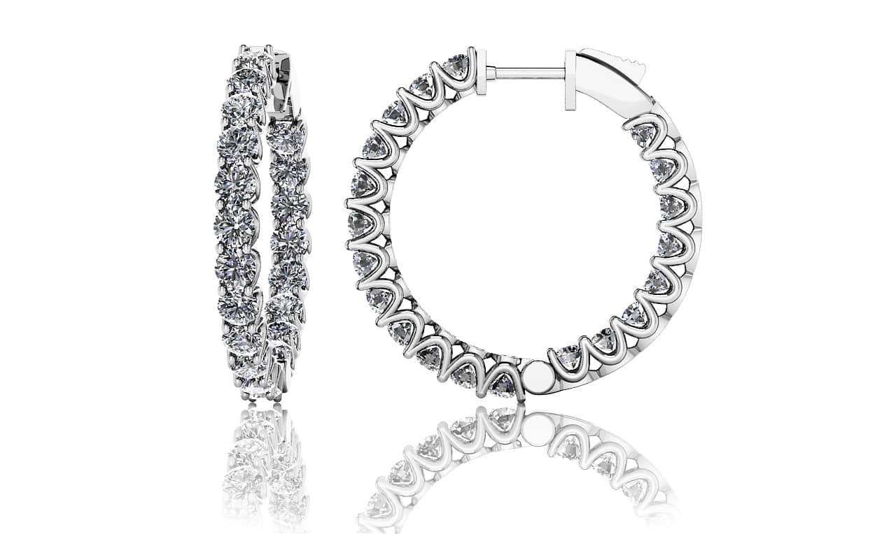 Small Diamond Huggie Hoop Lab-Grown Diamond Earrings with 1.72 ct.(finished) 2mm