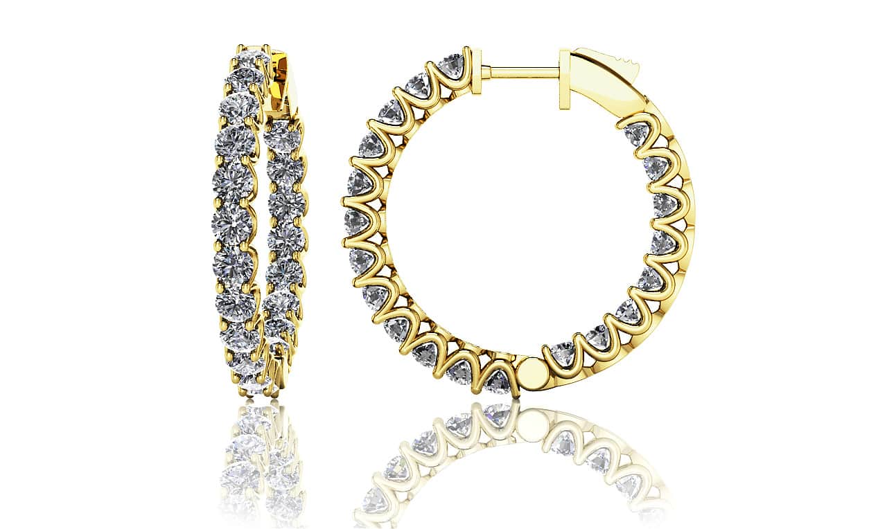 Small Diamond Huggie Hoop Lab-Grown Diamond Earrings with 5.44 ct.(finished) 3.5mm - Image 2