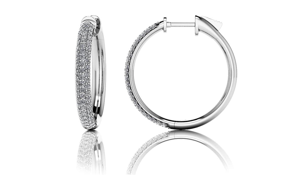 Small Triple Row Lab-Grown Diamond Hoop Earrings with 1.06 ct.(finished) 1.1mm