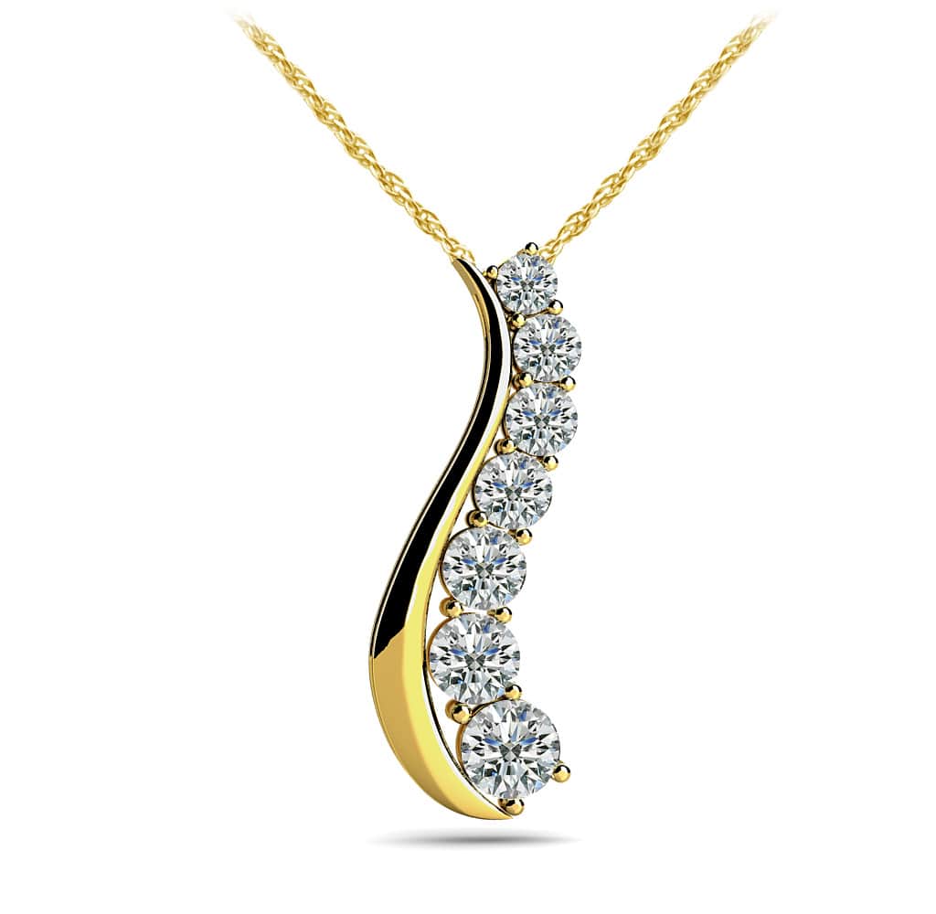 Solid Curve Diamond Journey Necklace Lab-Grown Diamond with 0.73 ct.(finished) - Image 2