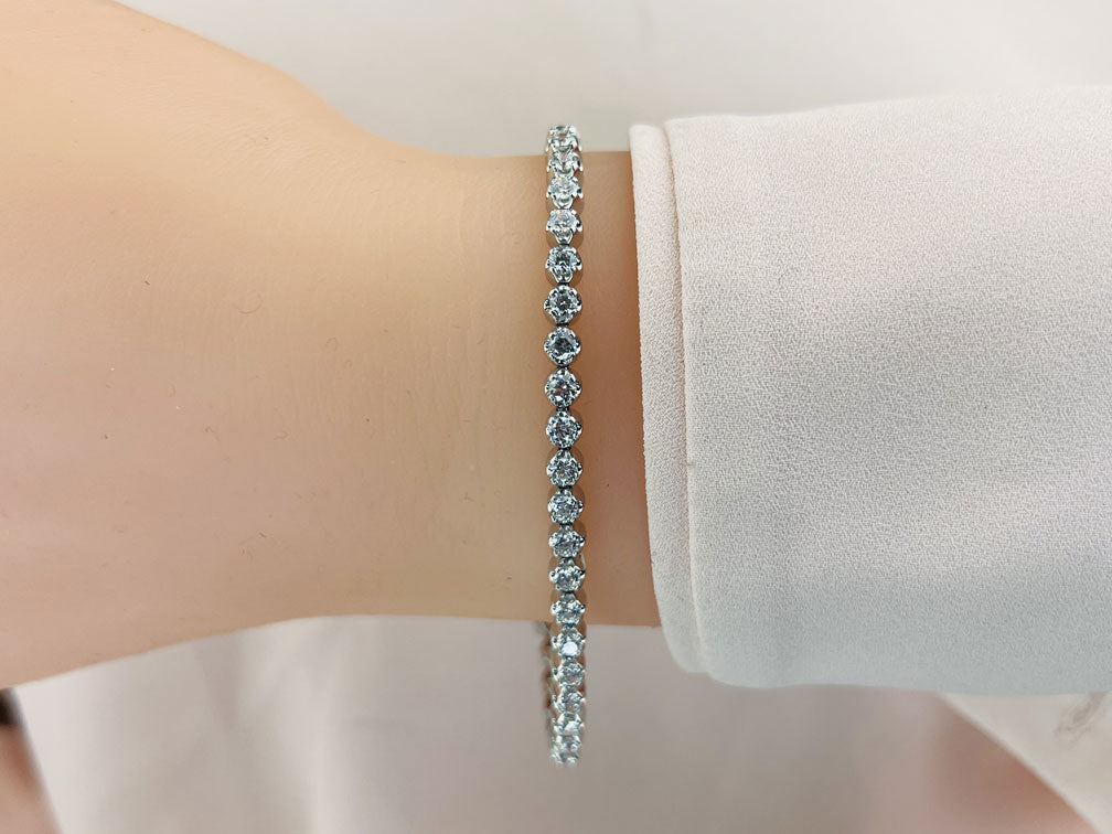 Solid Nugget Diamond  Tennis Bracelet with 1.06 ct.(finished) 1.6mm - Image 3