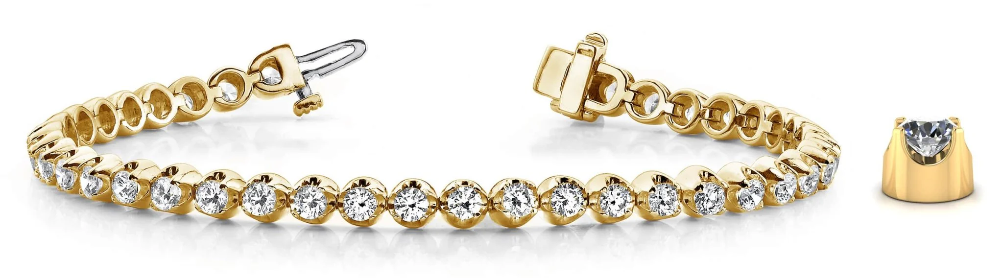 Solid Nugget Diamond  Tennis Bracelet with 2.04 ct.(finished) 2.2mm - Image 6