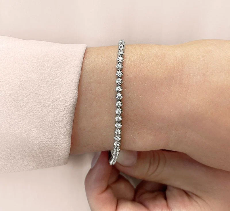 Solid Nugget Lab-Grown Diamond Tennis Bracelet with 3.15 ct.(finished) 2.6mm - Image 4