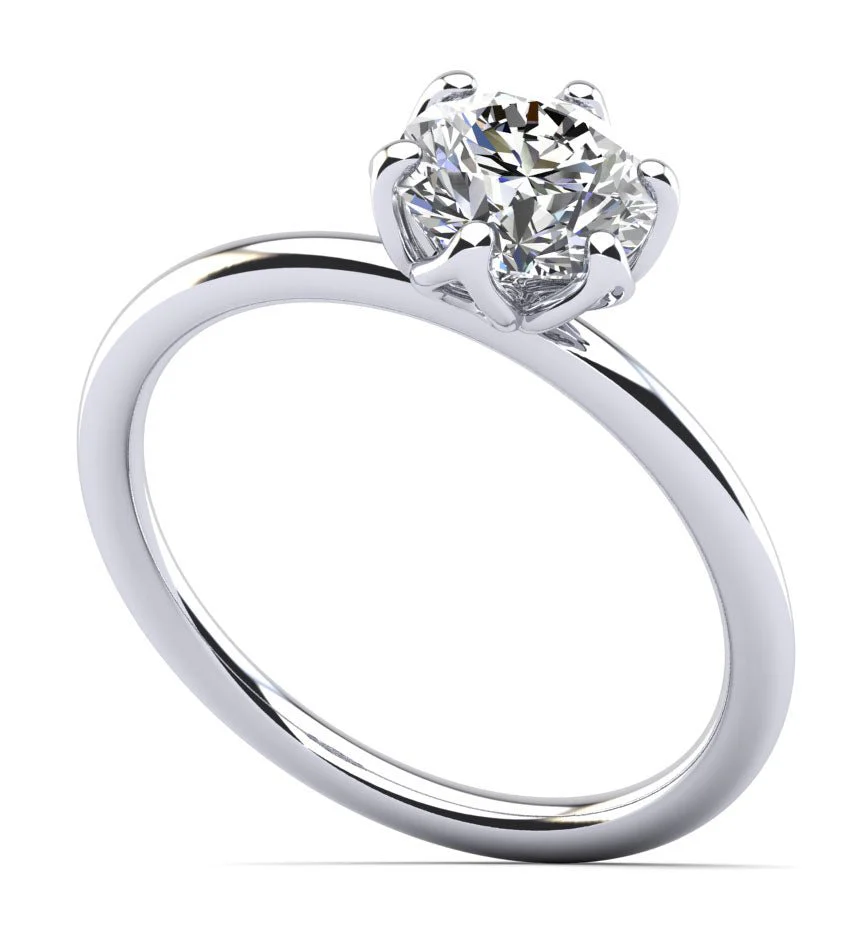 Solitaire Flower Diamond Engagement Ring with 0.50 ct.(finished) 5mm