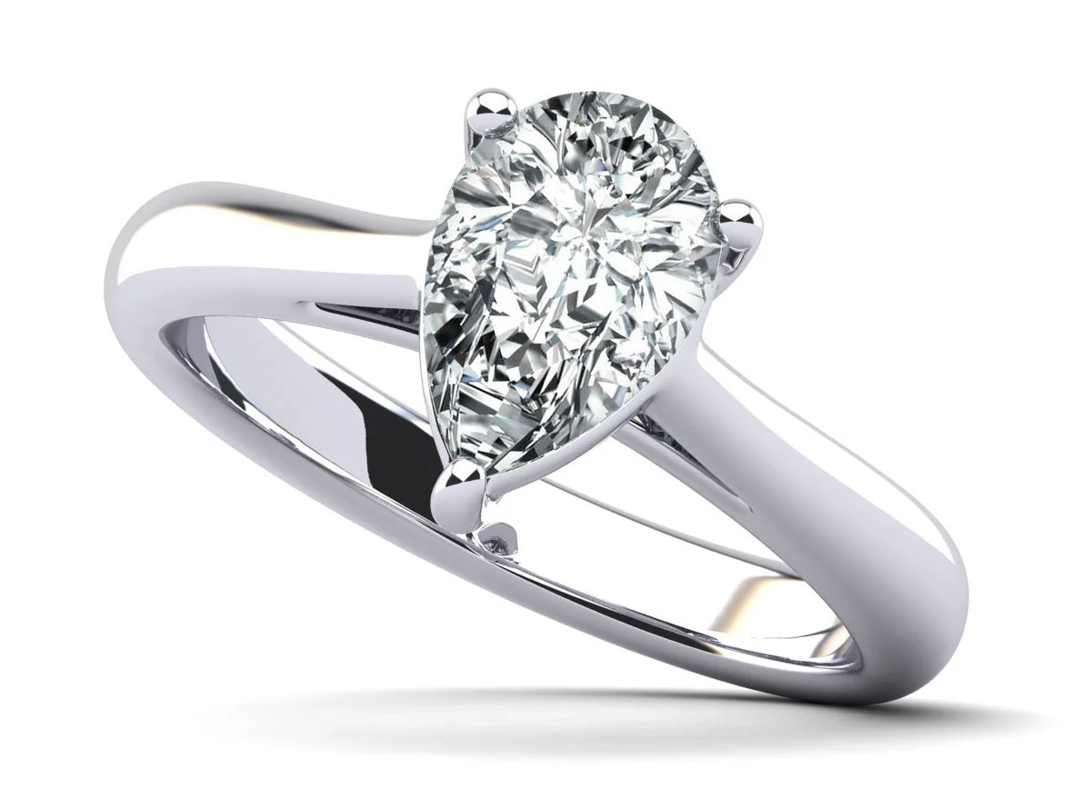 Solitaire Pear Shape Diamond Engagement Ring with 1.50 ct.(finished) 10x6.5mm