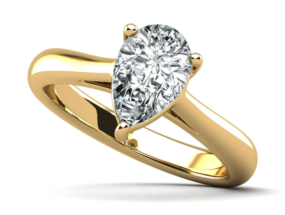Solitaire Pear Shape Lab-Grown Diamond Engagement Ring with 0.75 ct.(finished) 8x5mm - Image 2