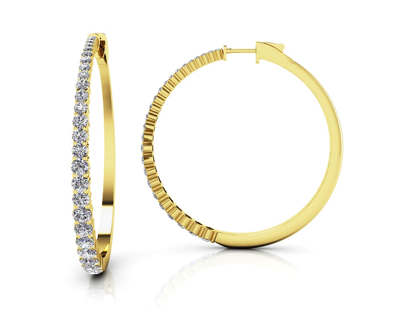 Sophisticated Tapered Diamond Hoop Earrings with 3.37 ct.(finished) - Image 2