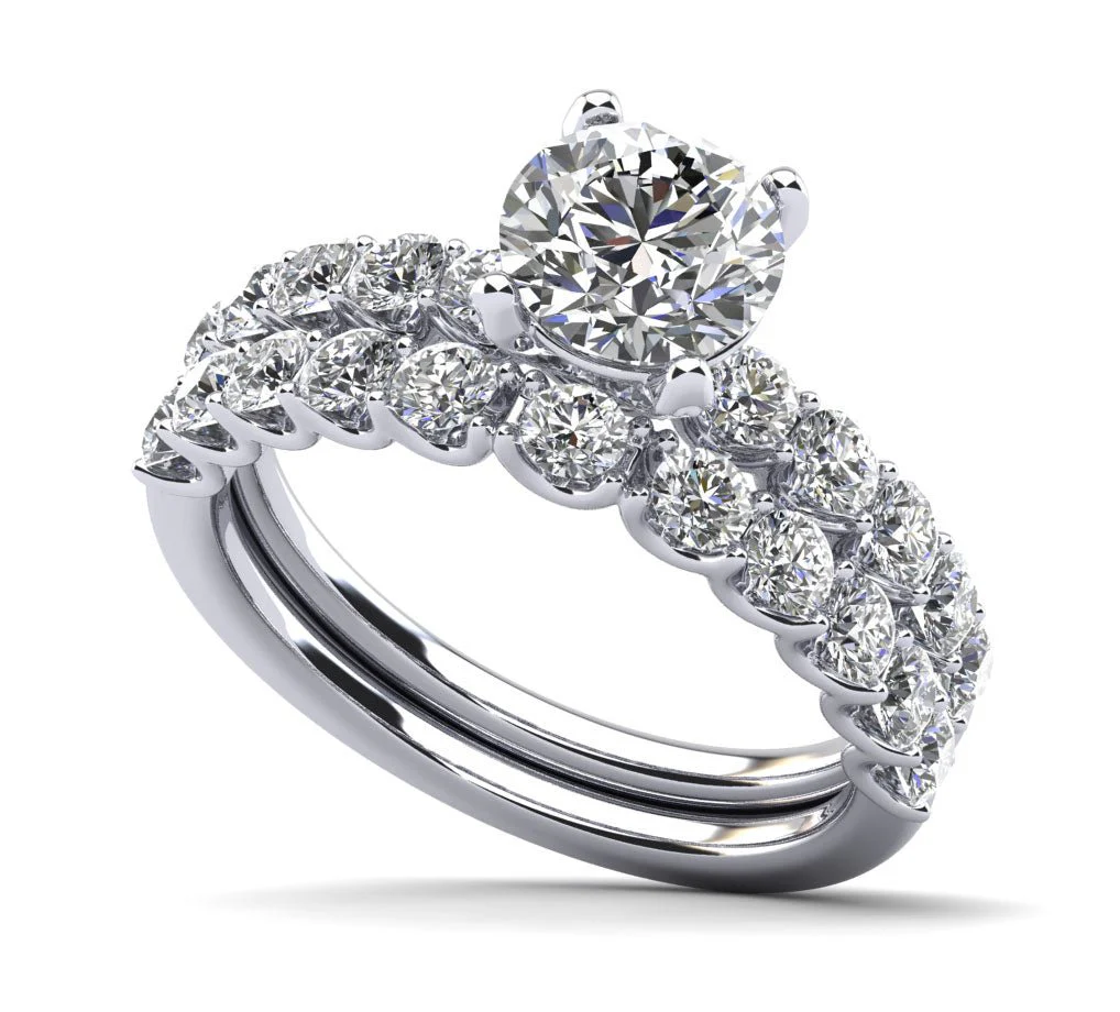 Sparkle Brilliant Round Diamond Bridal Set Diamond with 2.34 ct. (1.00 ct. center diamond)