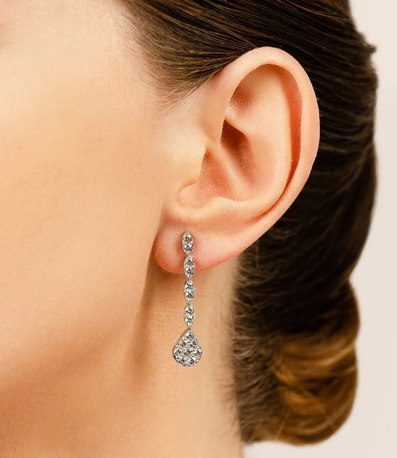 Sparkling Pear Drop Cluster Earrings Lab-Grown Diamond  with 1.96 ct.(finished) 2.5mm, 2.75mm - Image 4