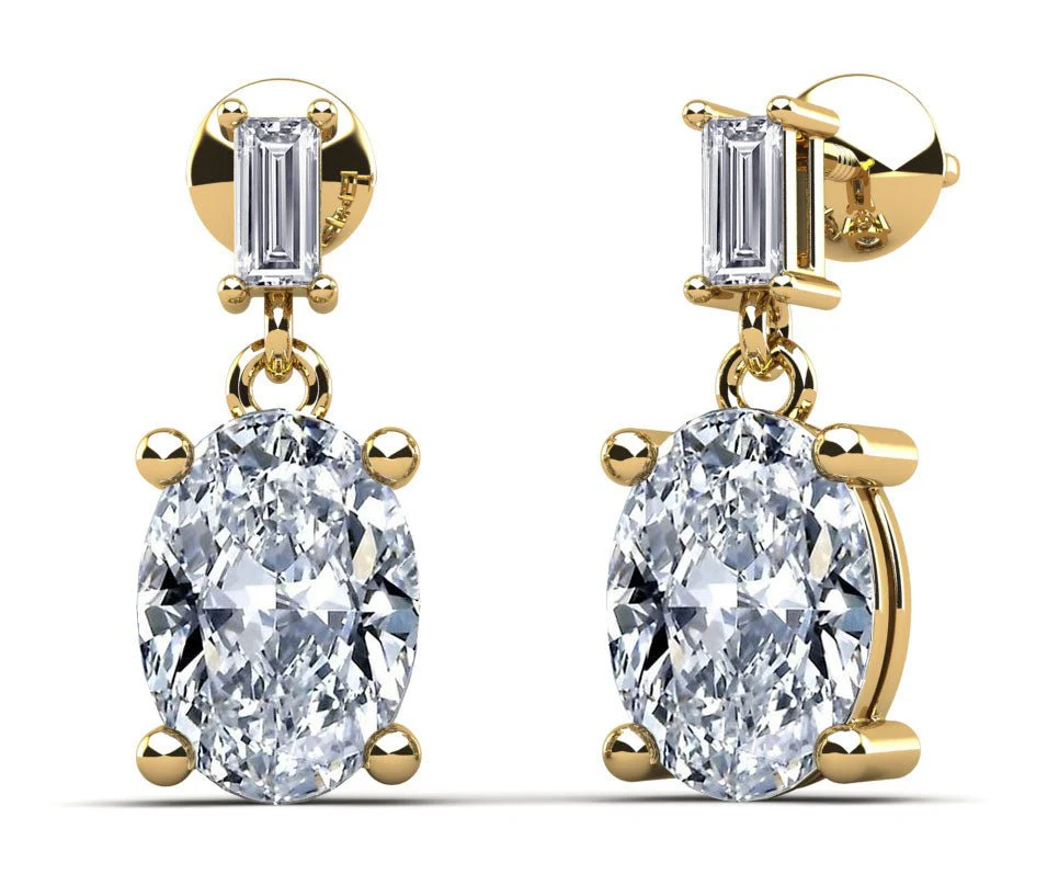 Splendid Oval Cut Diamond Drop Lab-Grown Diamond Earrings with 2.12 ct.(finished) 3x1.5mm, 7x5mm - Image 2