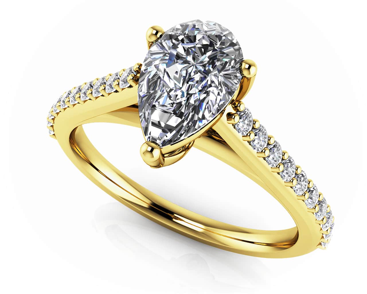 Splendid Pear Shaped Lab-Grown Diamond Engagement Ring with 1.01 ct. (0.75 ct. center diamond) - Image 2