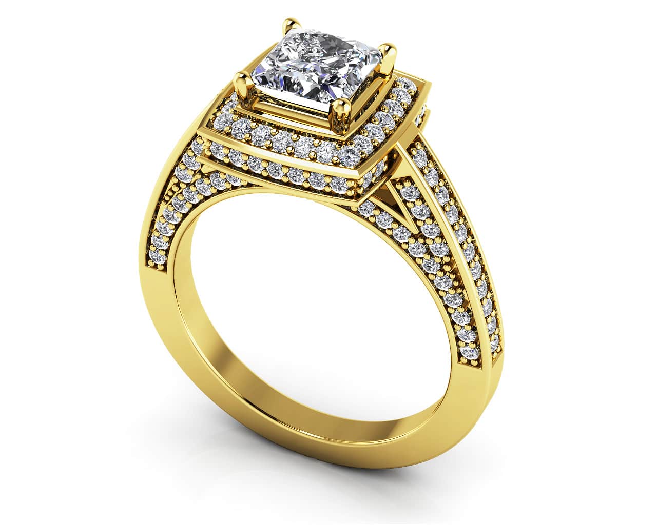 Splendid Princess Cut Diamond Engagement Ring with 2.79 ct. (2.00 ct. center diamond) - Image 2