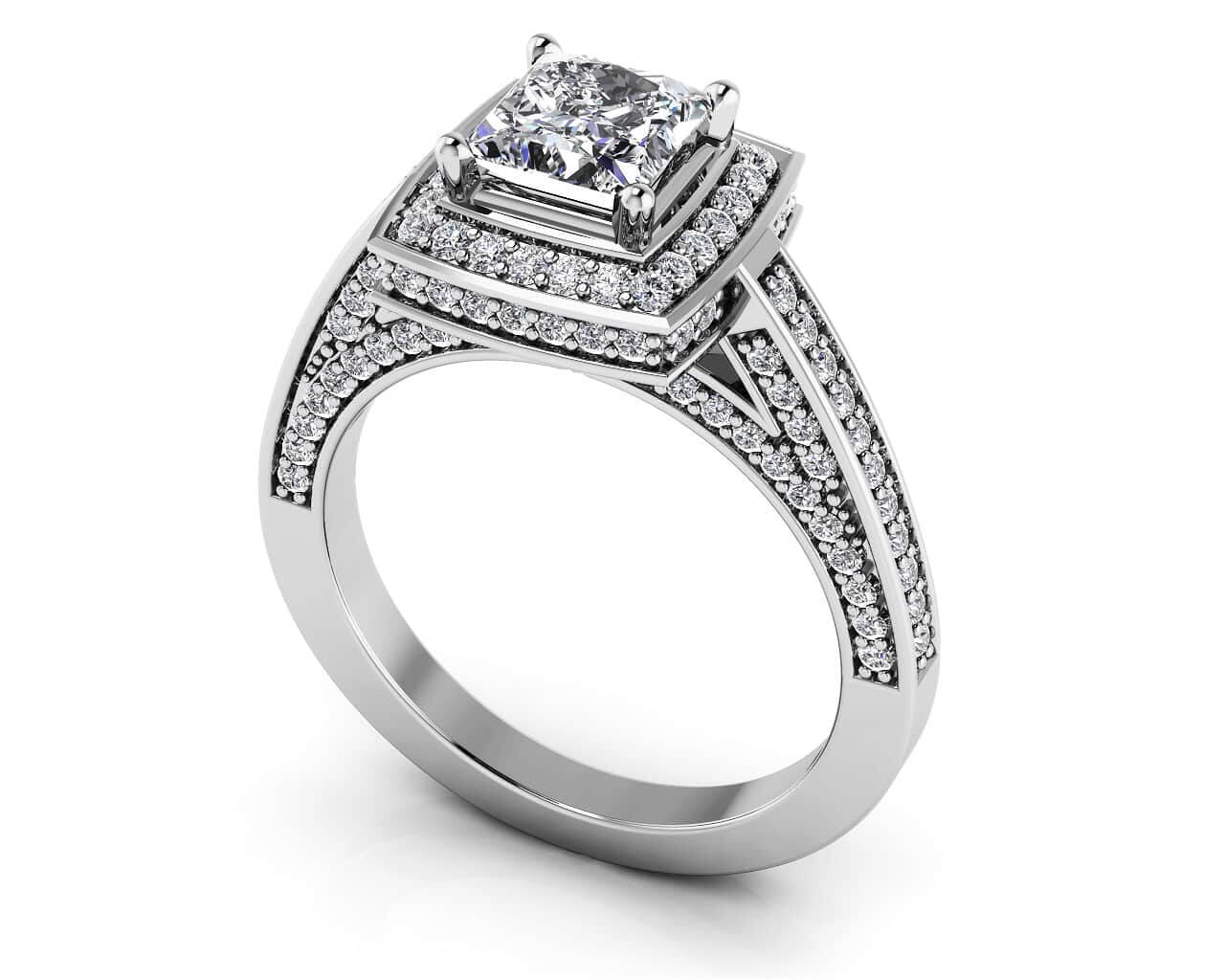 Splendid Princess Cut Lab-Grown Diamond Engagement Ring with 1.36 ct. (0.70 ct. center diamond)
