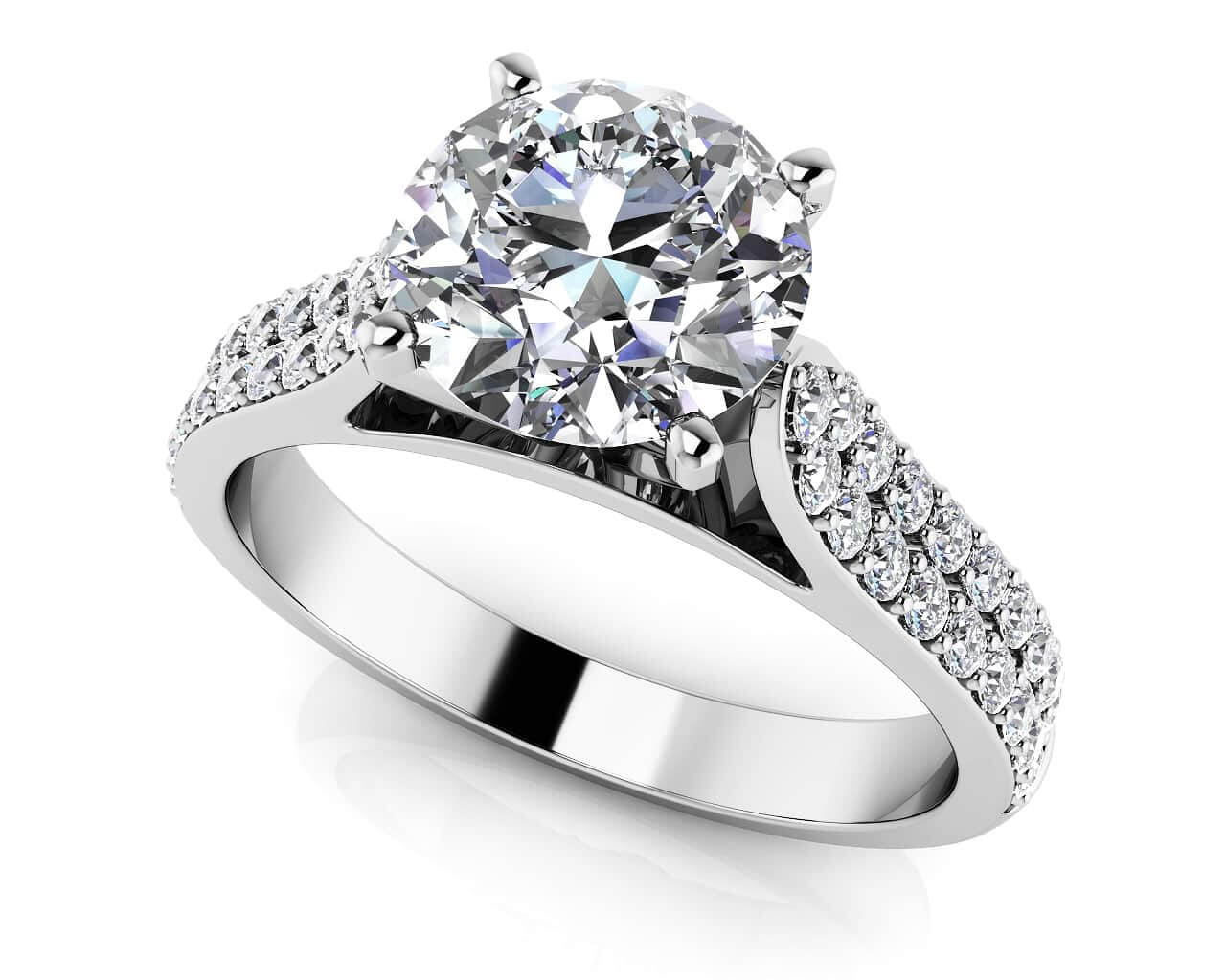 Splendid Romance Two Row Lab-Grown Diamond Engagement Ring with 0.88 ct. (0.50 ct. center diamond)