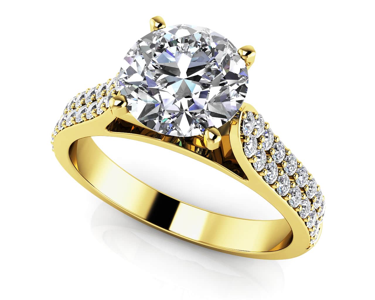 Splendid Romance Two Row Lab-Grown Diamond Engagement Ring with 0.88 ct. (0.50 ct. center diamond) - Image 2