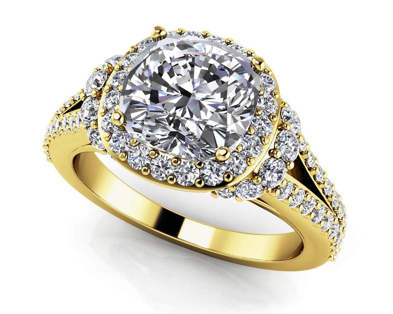 Split Shank Cushion Cut Lab-Grown Diamond Engagement Ring with 1.68 ct. (1.00 ct. center diamond) - Image 2