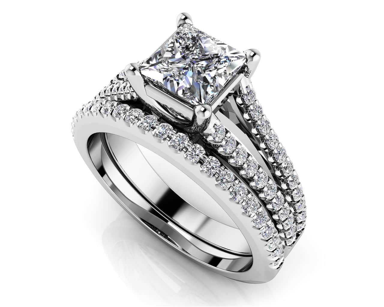 Split Shank Princess Cut Lab-Grown Diamond Bridal Set with 1.24 ct. (0.75 ct. center diamond)
