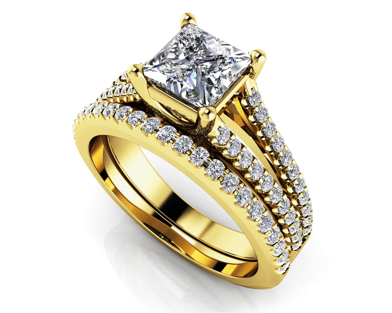 Split Shank Princess Cut Lab-Grown Diamond Bridal Set with 1.49 ct. (1.00 ct. center diamond) - Image 2