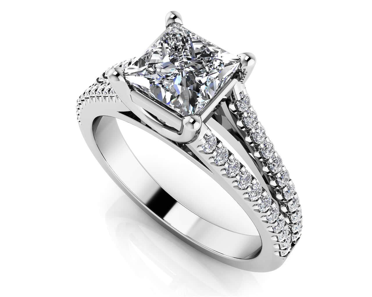 Split Shank Princess Cut Lab-Grown Diamond Engagement Ring with 1.81 ct. (1.50 ct. center diamond)