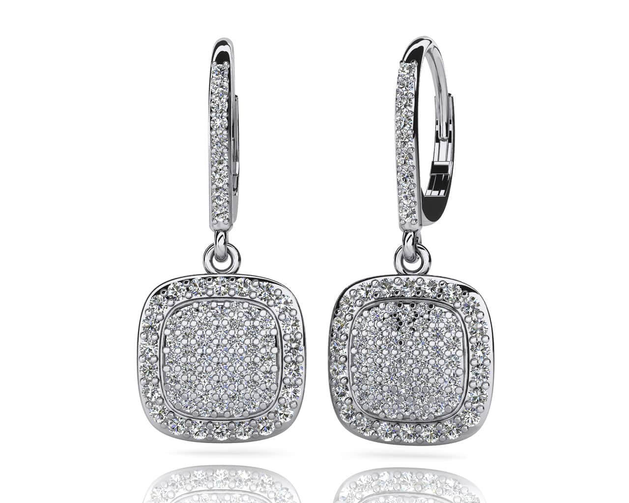 Square Shaped Diamond Cluster Earrings Lab-Grown Diamond with 1.51 ct.(finished) 1.0mm, 1.2mm, 1.5mm