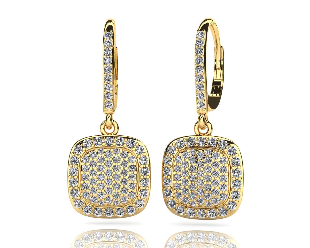 Square Shaped Diamond Cluster Earrings Lab-Grown Diamond with 1.51 ct.(finished) 1.0mm, 1.2mm, 1.5mm - Image 2