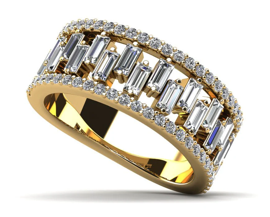Stepping Stone Baguette Lab-Grown Diamond Ring with 1.50 ct.(finished) 3x1.5mm, 1.1mm - Image 2