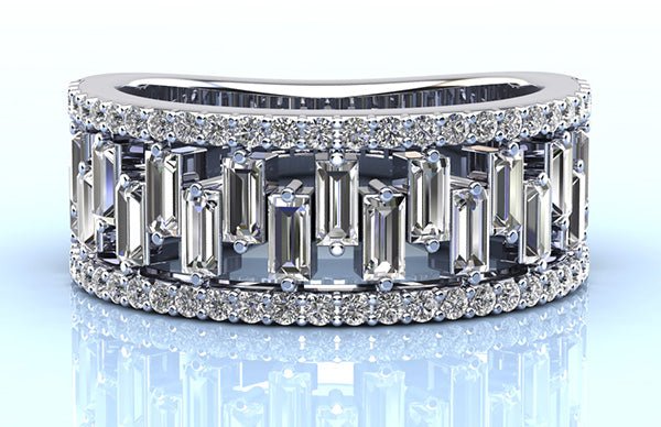Stepping Stone Baguette Lab-Grown Diamond Ring with 1.50 ct.(finished) 3x1.5mm, 1.1mm - Image 3