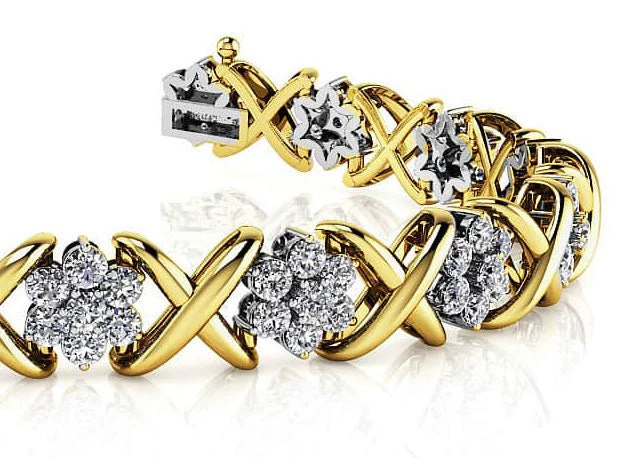 Stylized X Flower Diamond Bracelet with 1.79 ct.(finished) 1.5mm - Image 2