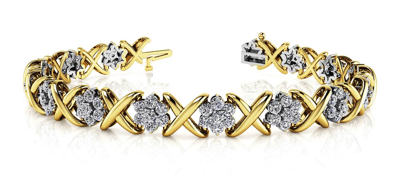Stylized X Flower Diamond Bracelet with 6.30 ct.(finished) 2.5mm - Image 3