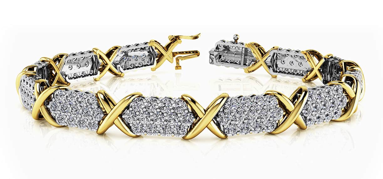 Stylized X Triple Row Diamond Bracelet with 5.72 ct.(finished) 2.25mm - Image 3