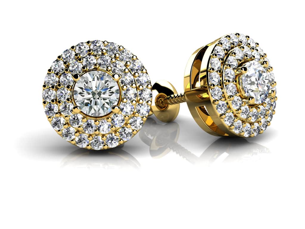 Surrounded By Diamonds Designer Lab-Grown Diamond Stud Earrings with 0.66 ct. (2X0.16 ct. center diamonds) - Image 2