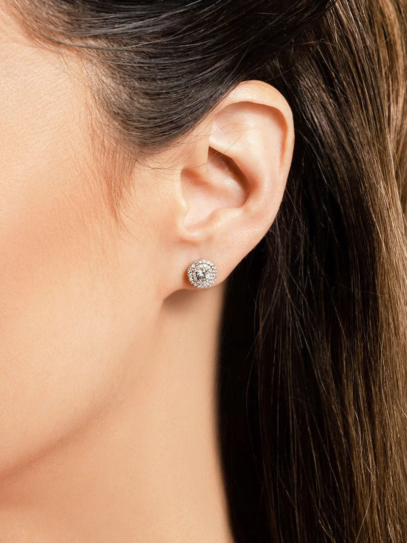 Surrounded By Diamonds Designer Lab-Grown Diamond Stud Earrings with 1.09 ct. (2X0.35 ct. center diamonds) - Image 3