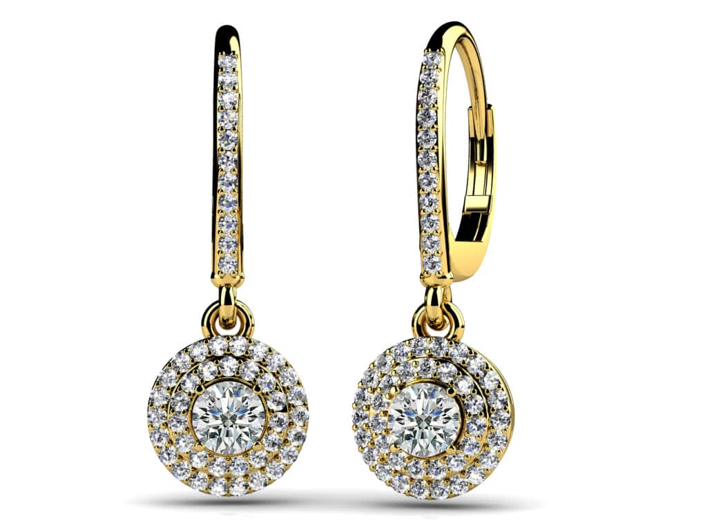 Surrounded By Sparkle Diamond Hoop Diamond Earrings with 1.21 ct. (2X0.35 ct. center diamonds) - Image 2