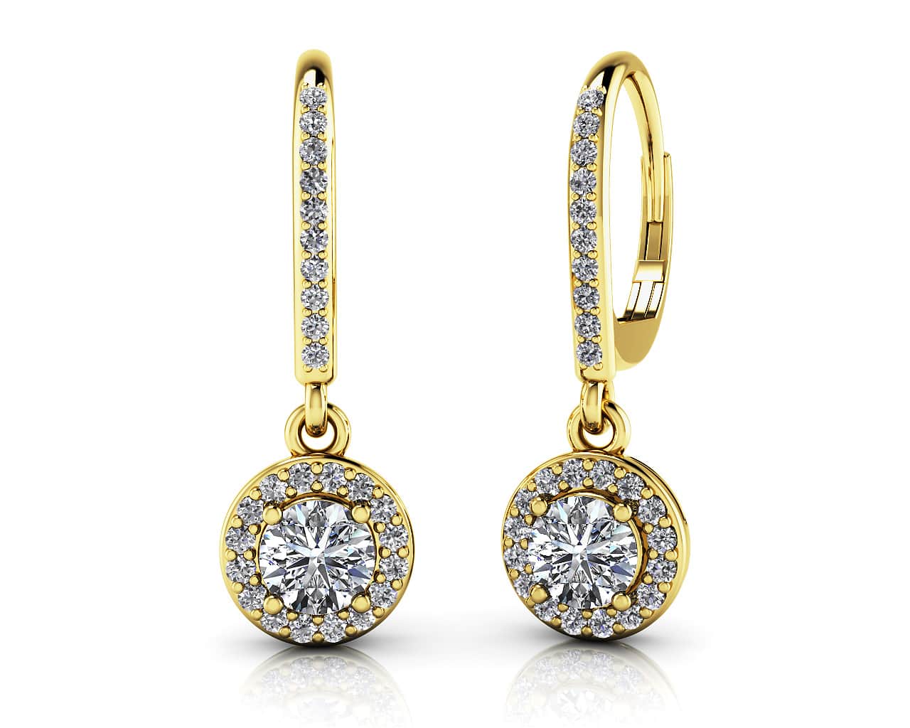 Surrounded With Love Diamond Drop Diamond Earrings with 1.72 ct. (2X0.65 ct. center diamonds) - Image 2