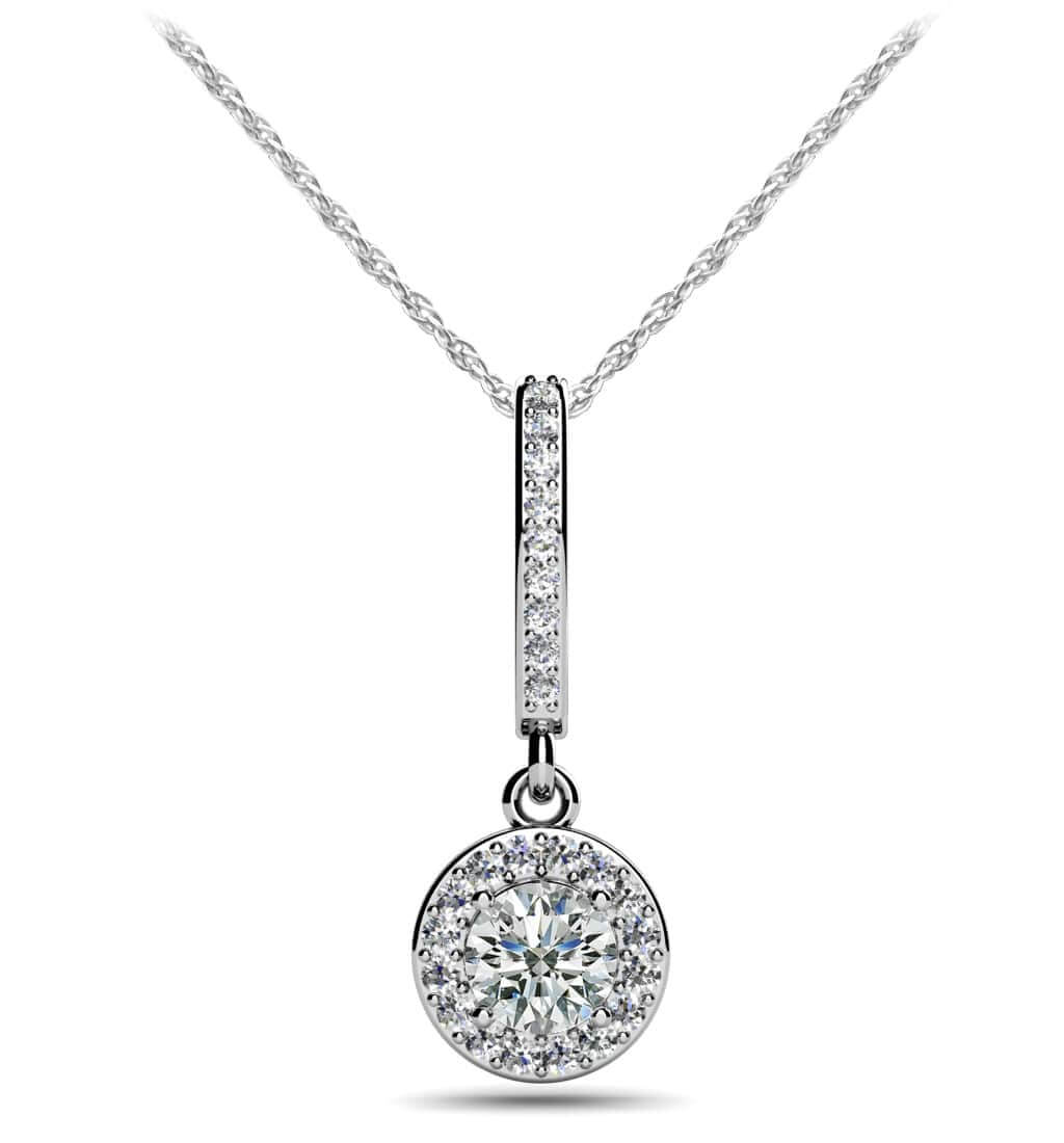 Surrounded With Love Diamond Drop Pendant with 0.58 ct. (0.40 ct. center diamond)