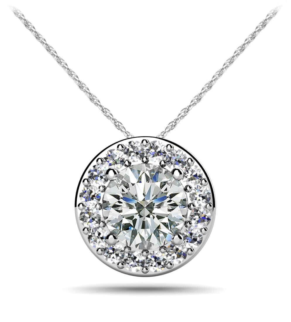 Surrounded With Love Diamond Pendant with 0.61 ct. (0.50 ct. center diamond)