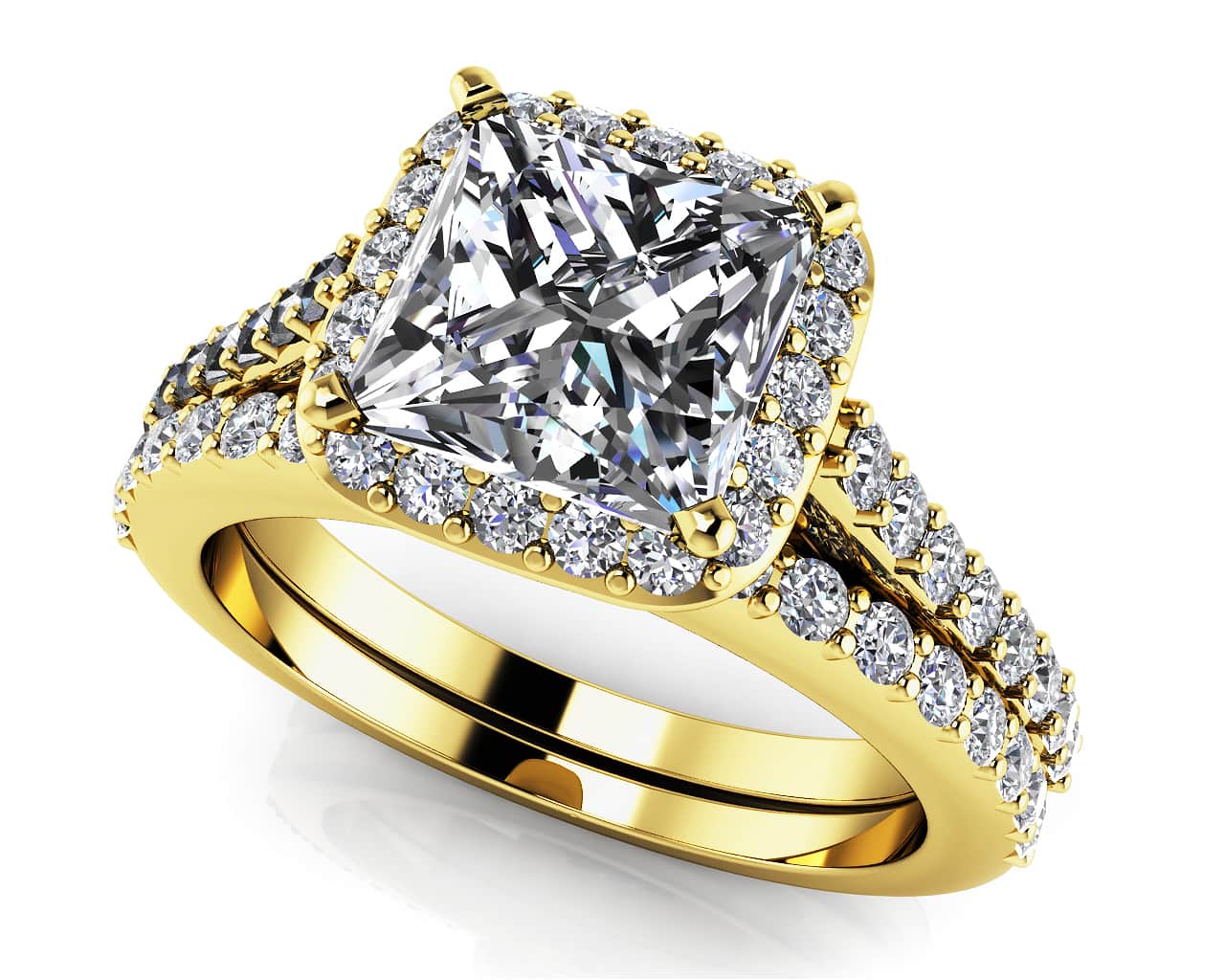 Sweet Romance Princess Cut Lab-Grown Diamond Bridal Set with 2.00 ct. (1.25 ct. center diamond) - Image 2
