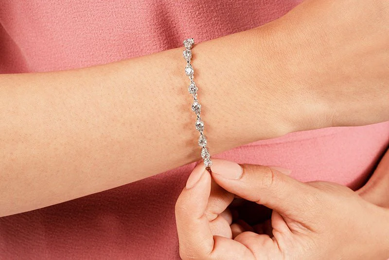 Sweetheart Chain Link Diamond Tennis Diamond Bracelet with 2.41 ct.(finished) 2.8mm - Image 4