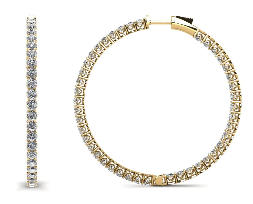 Sweetheart Single Row Inside Out Diamond Hoops Extra Large Diamond with 8.19 ct.(finished) 3mm - Image 2