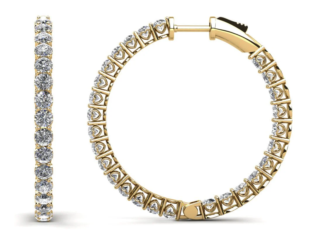 Sweetheart Single Row Inside Out Diamond Hoops Medium Lab-Grown Diamond with 4.64 ct.(finished) 2.8mm - Image 2