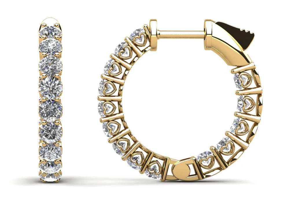 Sweetheart Single Row Inside Out Diamond Hoops Petite Lab-Grown Diamond  with 2.73 ct.(finished) 3mm - Image 2