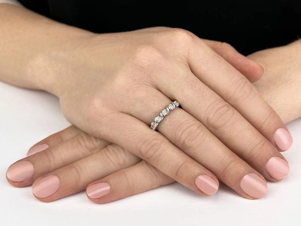 Swirl Diamond Anniversary Diamond Ring with 0.70 ct.(finished) 3.3mm - Image 3